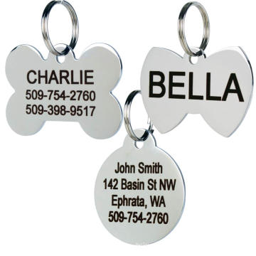 Nome em branco personalizado ID Tags de cachorro Metal Logotipo personalizado com aço inoxidável em branco